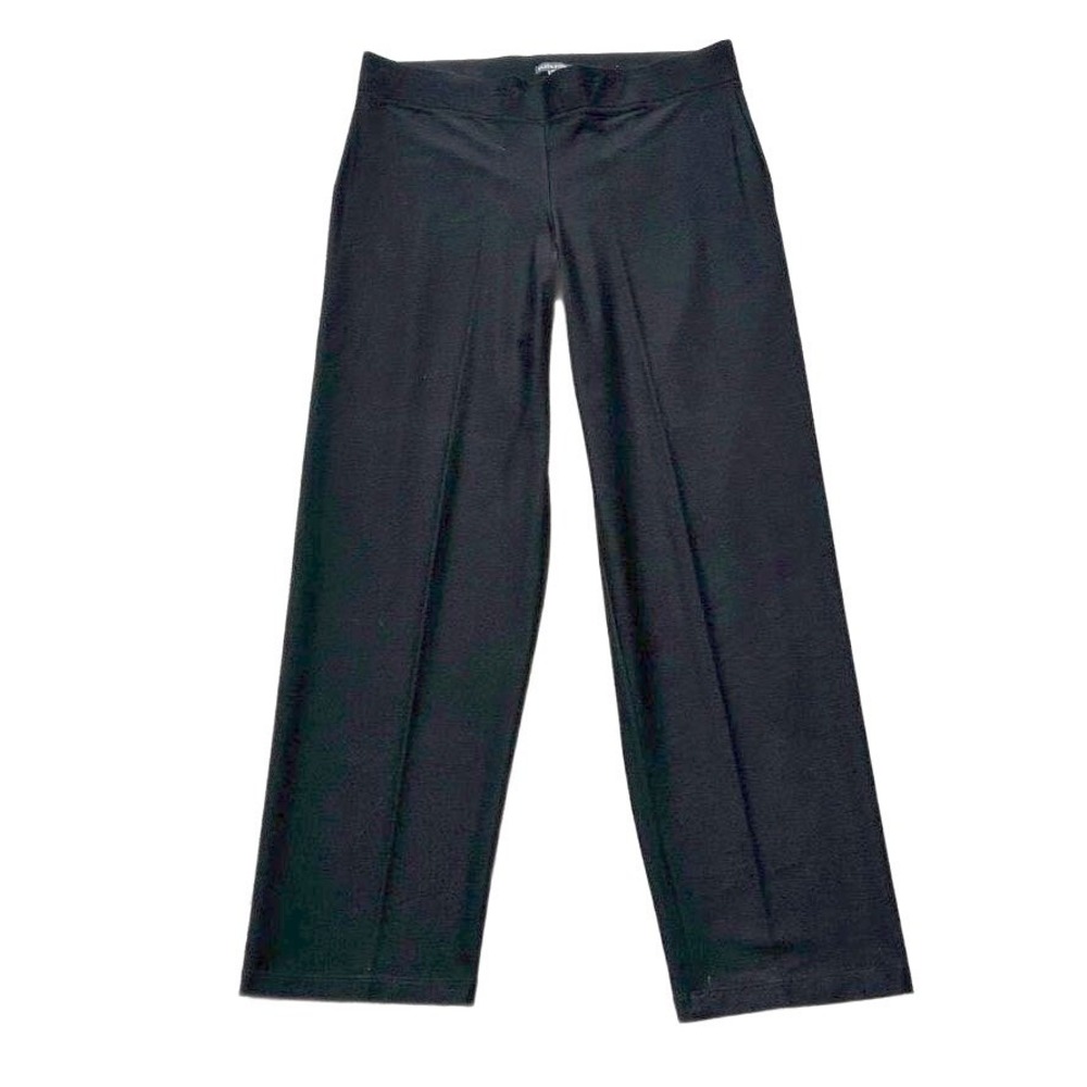 Eileen Fisher Wide Leg Pants High Rise Pull On‎ Large Black Minimalist Office L